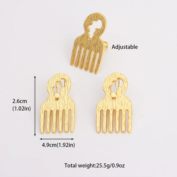 African Map Design Jewelry Set Ladies Luxury Gold Color Set