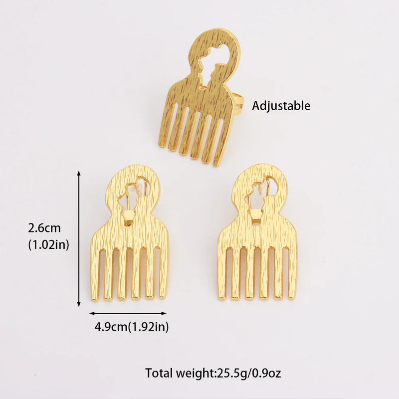 African Map Design Jewelry Set Ladies Luxury Gold Color Set
