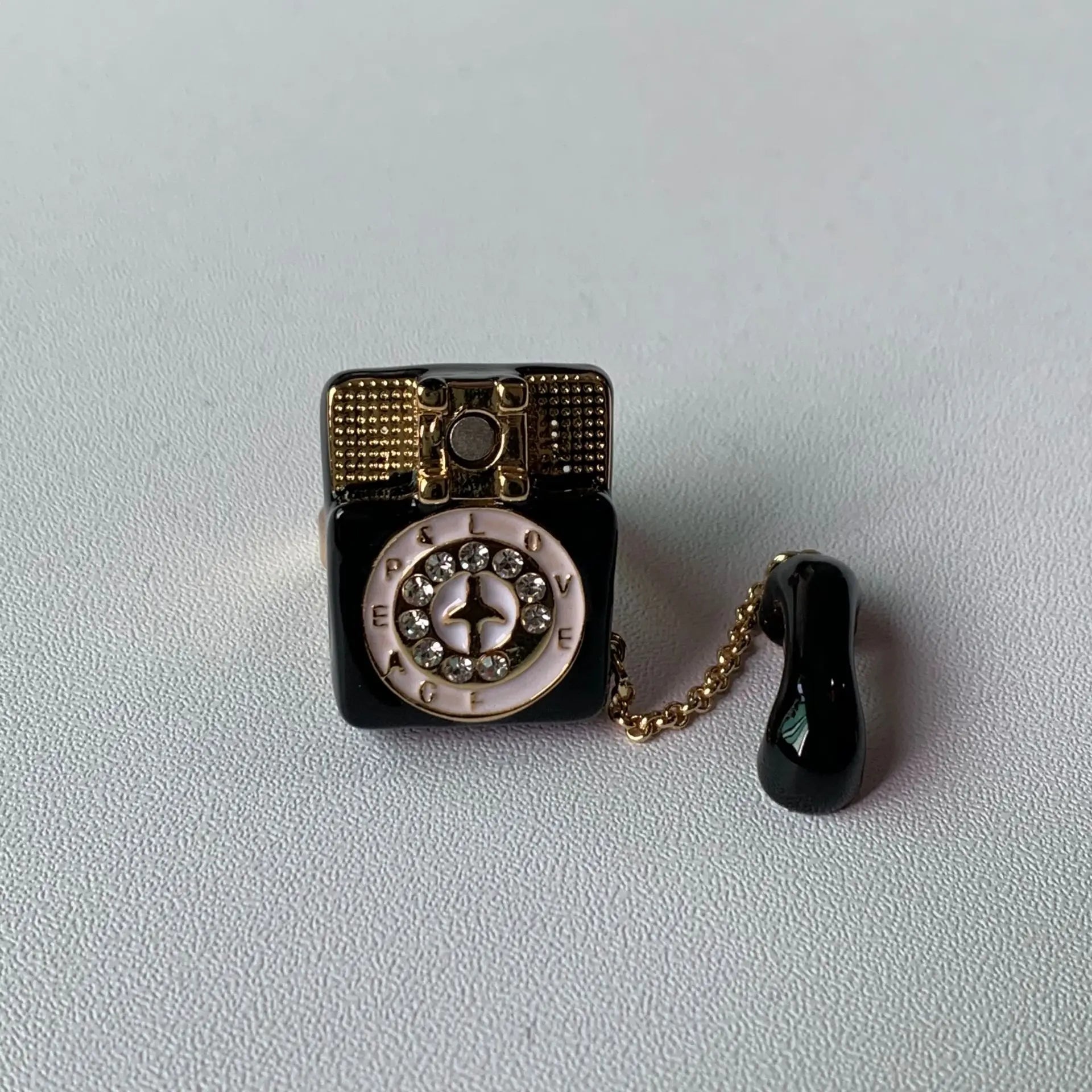 HangZhi Punk Vintage Colorful Enamel Telephone Ring Exaggerated Funny Y2K Charms Party Jewelry for Women New In