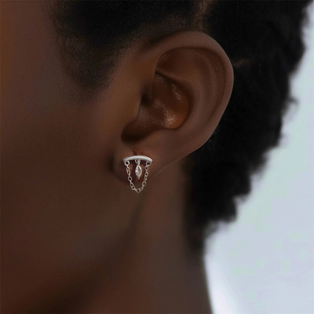 Vedazzling 925 Sterling Silver Helix Flat Earring Ear Bone Studs Fine Jewelry