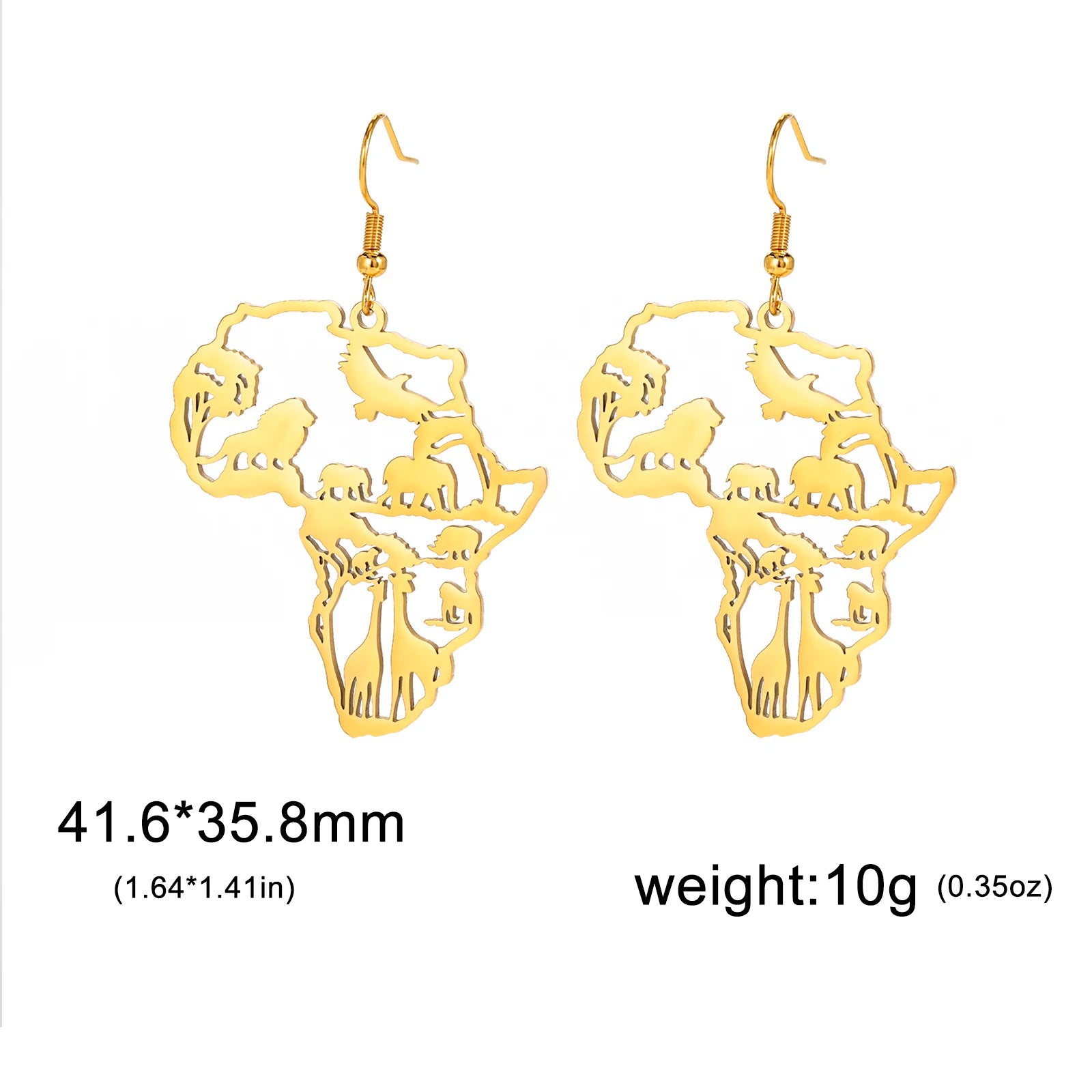 Giraffe Elephant Map Earrings Animal Africa Safari Stainless Steel Women Earrings Trendy Statement Jewelry Party Gift 2025