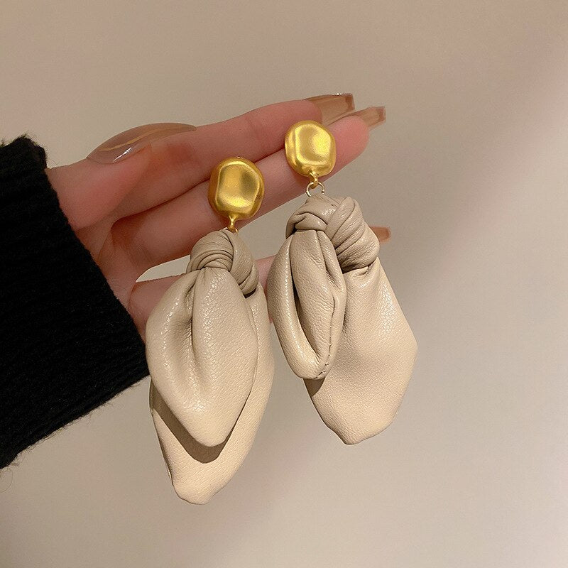 Leather Knotted Drop Earrings