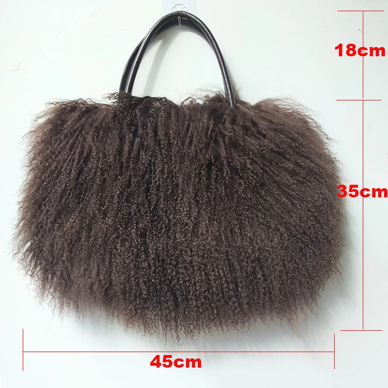 Real Mongolia Lamb Fur Handbag