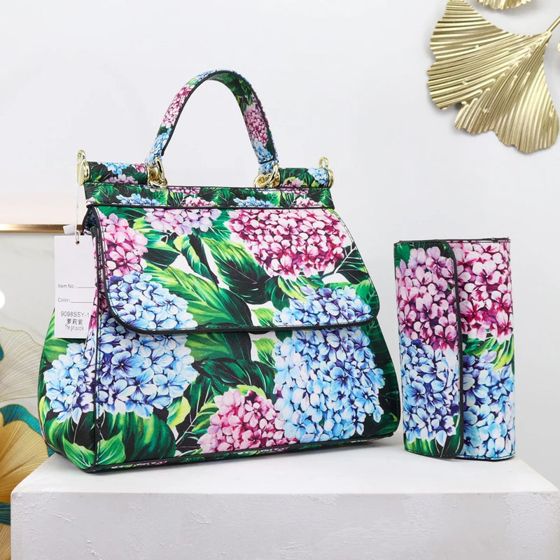 Women Bags Leather vintage painting Art Purse Handbags Girl Shoulder Bag Cross Body Messenger Bag Female Totes Braccialini Style
