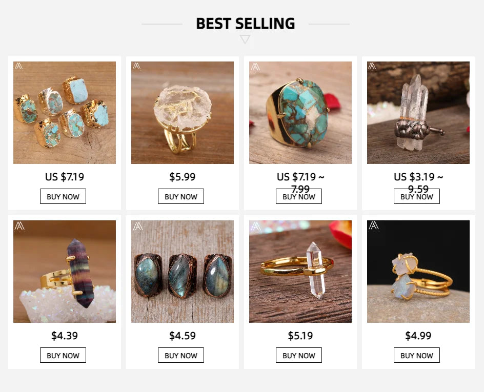 Natural Citrines Amethysts Quartz Beads Bronze Finger Rings For Women Gemstones Double Beads Open Adjustable Rings Dropship