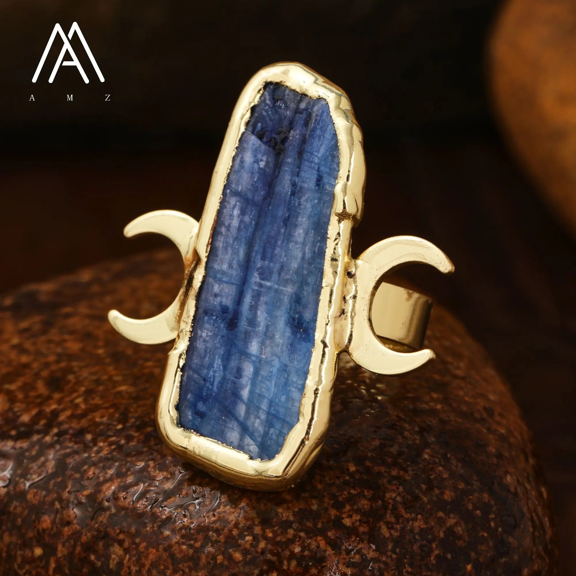 Natural Citrines Amethysts Quartz Beads Bronze Finger Rings For Women Gemstones Double Beads Open Adjustable Rings Dropship