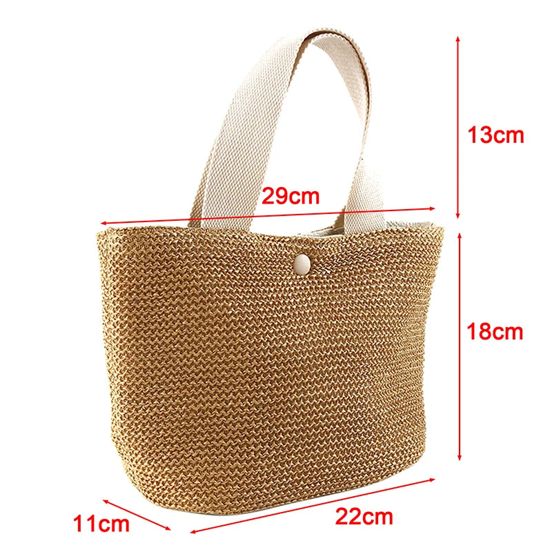 Elegant Ladies Straw Woven Handbag Women Holiday Beach Casual Tote Top-Handle Bags Fashion Retro Shoulder Bags