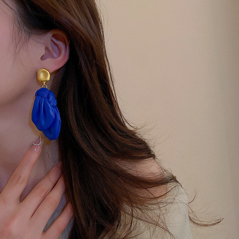 Leather Knotted Drop Earrings