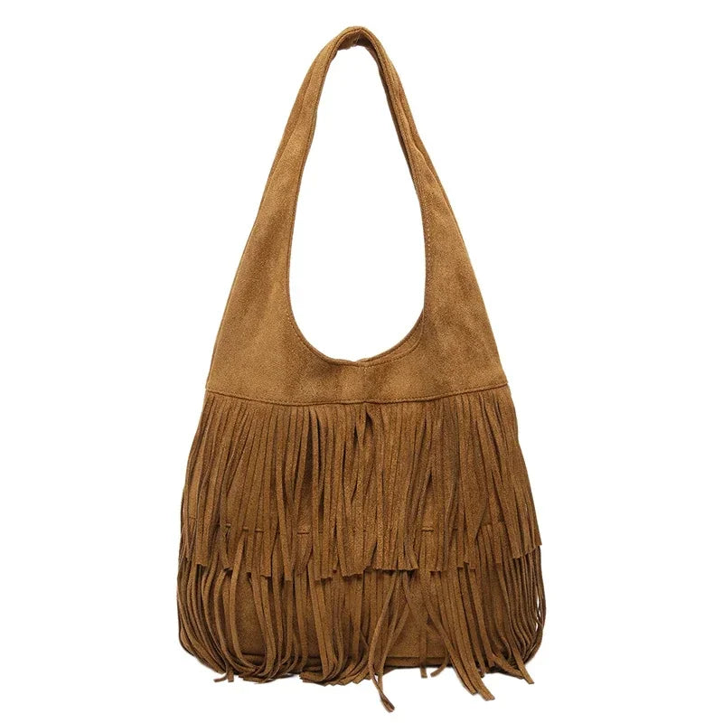 Suede Tassel Vedazzling Handbag