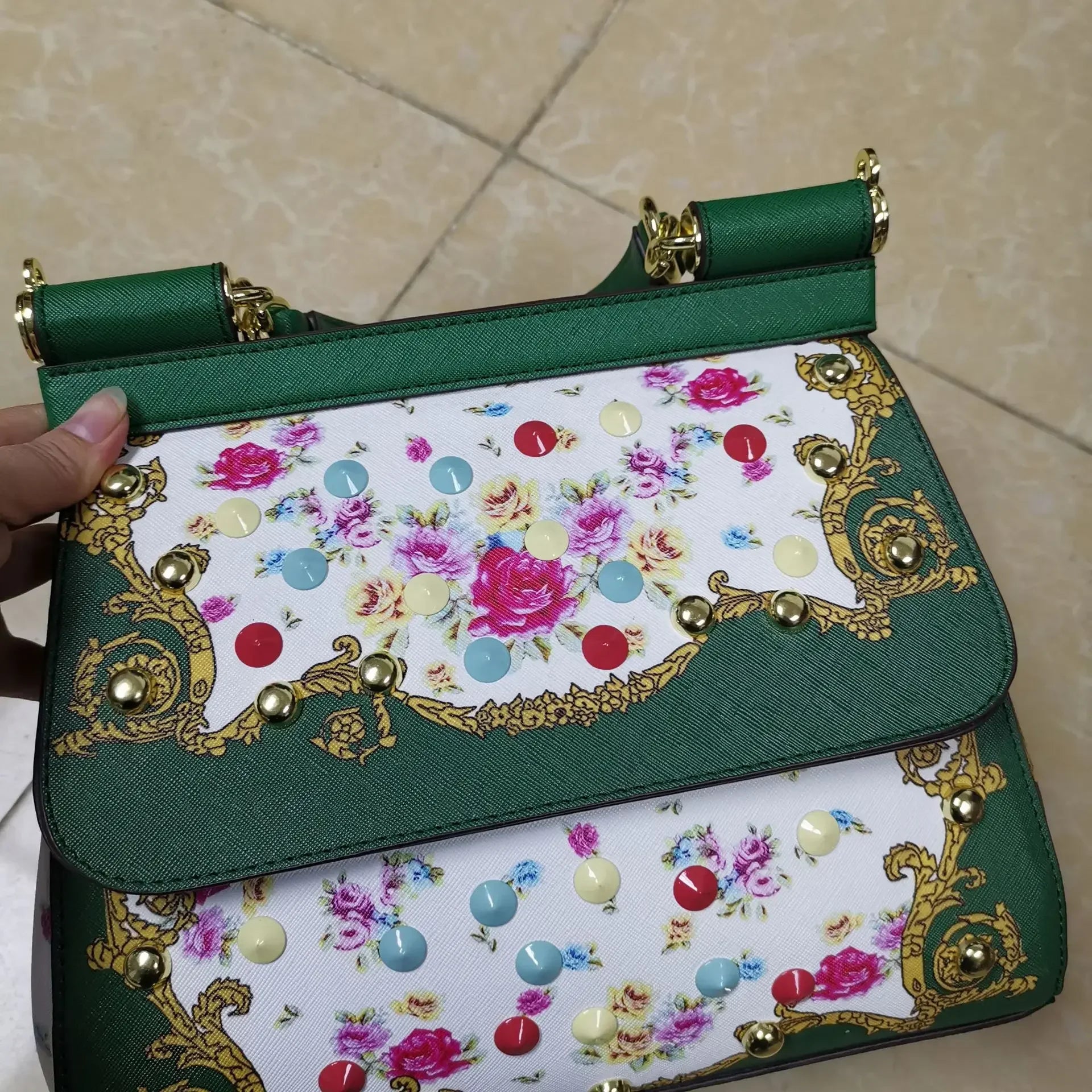 Women Bags Leather vintage painting Art Purse Handbags Girl Shoulder Bag Cross Body Messenger Bag Female Totes Braccialini Style