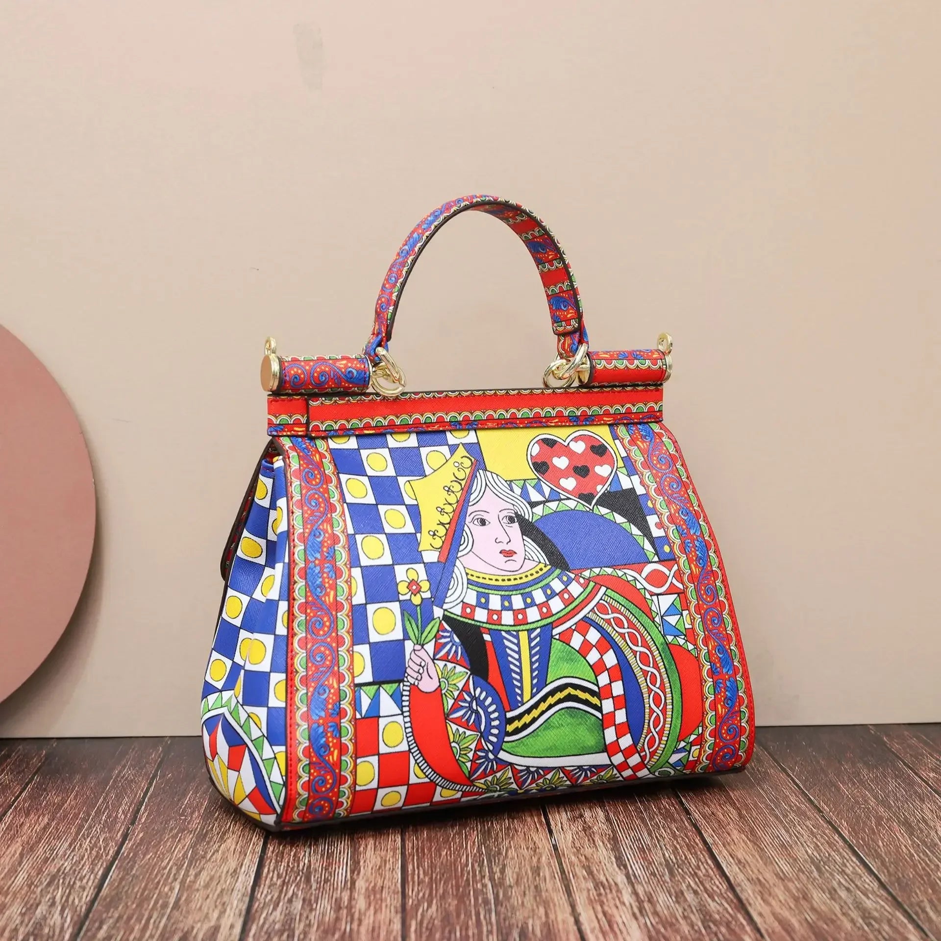 Women Bags Leather vintage painting Art Purse Handbags Girl Shoulder Bag Cross Body Messenger Bag Female Totes Braccialini Style