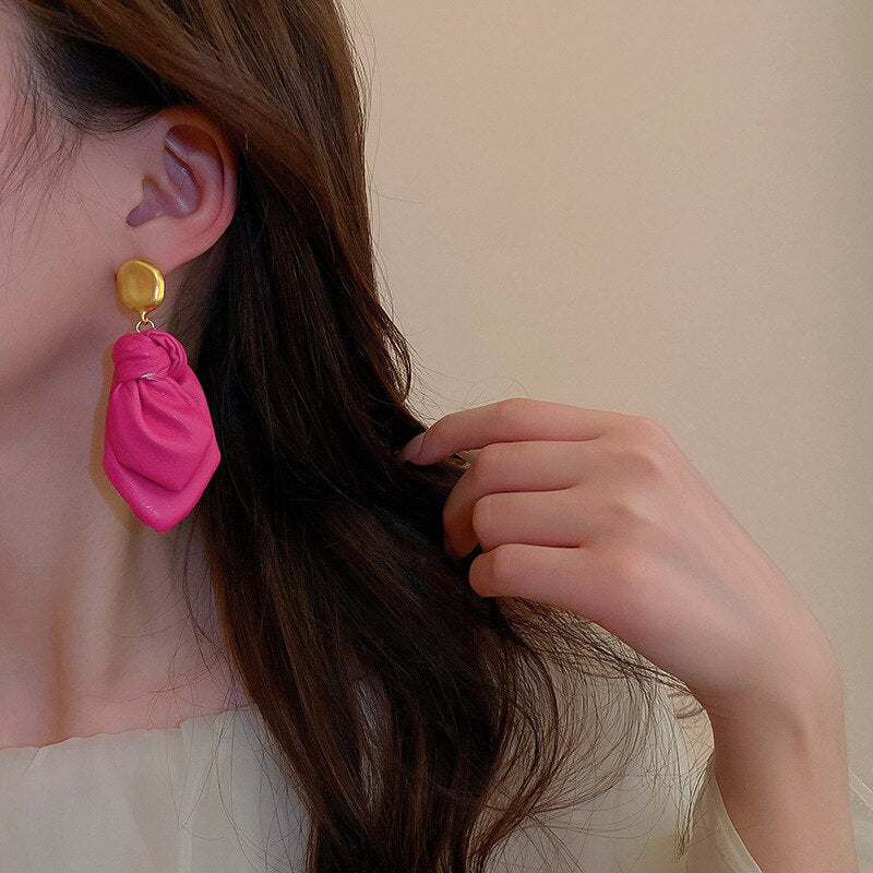 Leather Knotted Drop Earrings