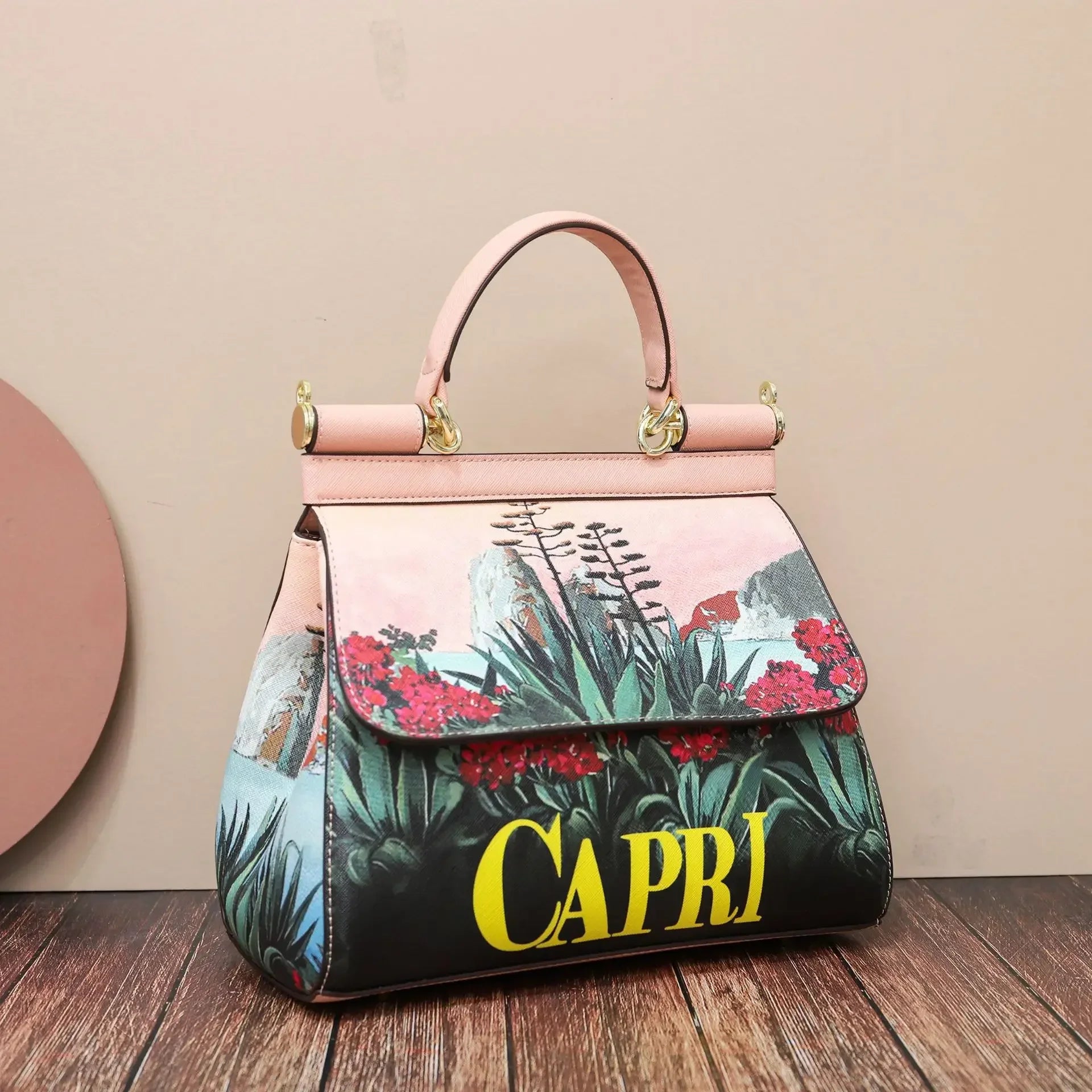 Women Bags Leather vintage painting Art Purse Handbags Girl Shoulder Bag Cross Body Messenger Bag Female Totes Braccialini Style