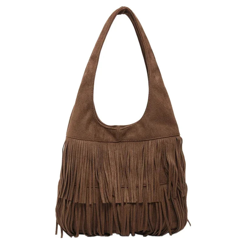 Suede Tassel Vedazzling Handbag