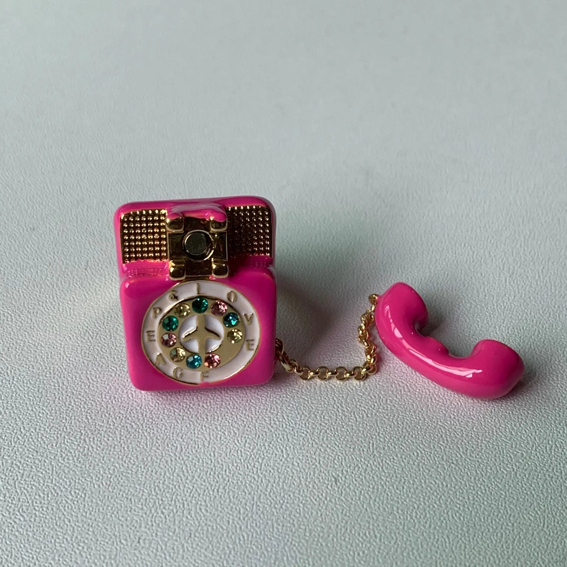 HangZhi Punk Vintage Colorful Enamel Telephone Ring Exaggerated Funny Y2K Charms Party Jewelry for Women New In