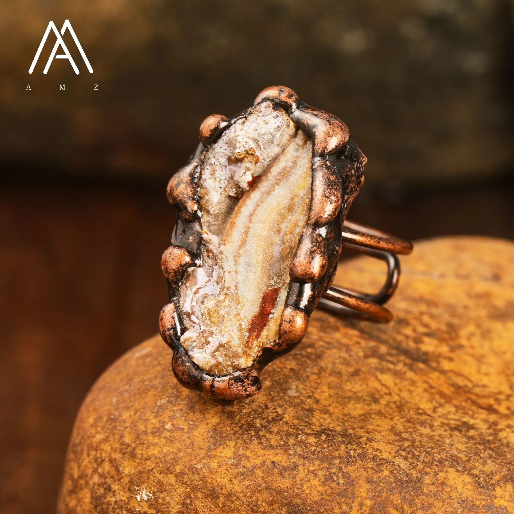 Natural Citrines Amethysts Quartz Beads Bronze Finger Rings For Women Gemstones Double Beads Open Adjustable Rings Dropship