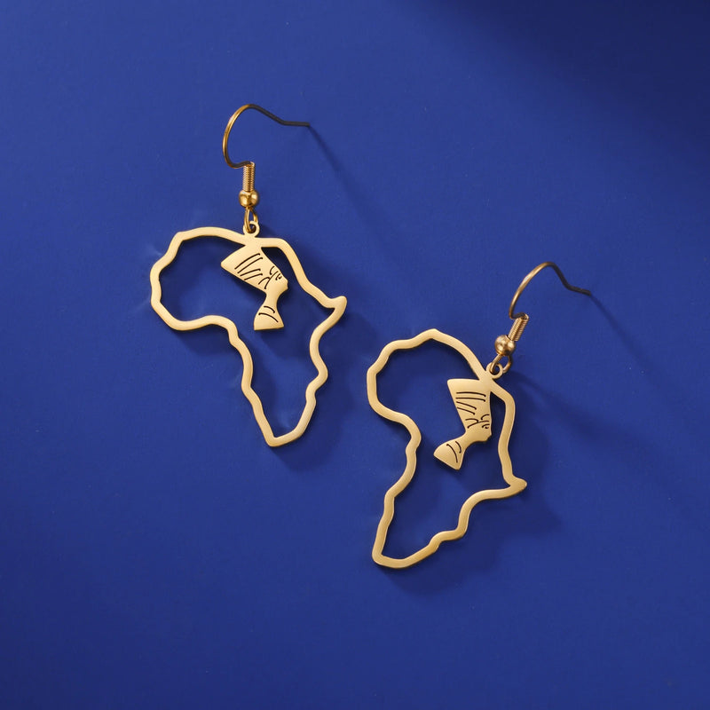 Giraffe Elephant Map Earrings Animal Africa Safari Stainless Steel Women Earrings Trendy Statement Jewelry Party Gift 2025