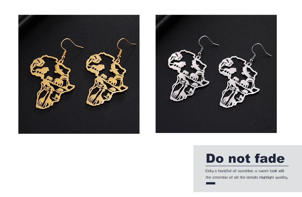 Giraffe Elephant Map Earrings Animal Africa Safari Stainless Steel Women Earrings Trendy Statement Jewelry Party Gift 2025