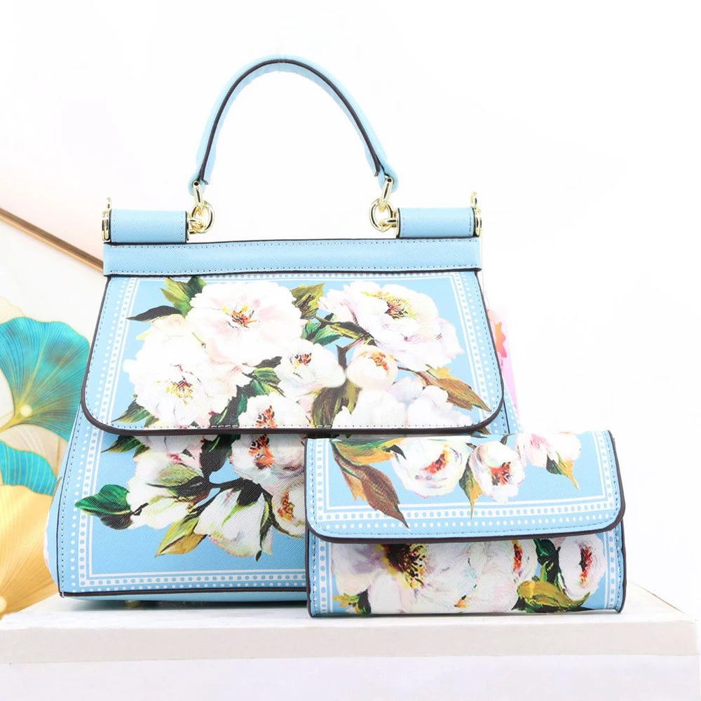 Women Bags Leather vintage painting Art Purse Handbags Girl Shoulder Bag Cross Body Messenger Bag Female Totes Braccialini Style