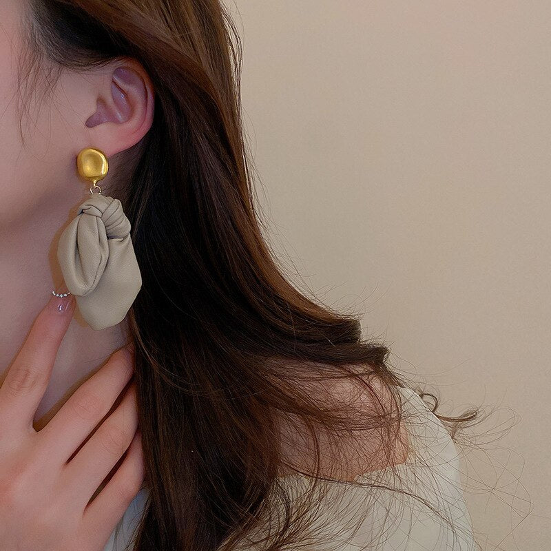 Leather Knotted Drop Earrings