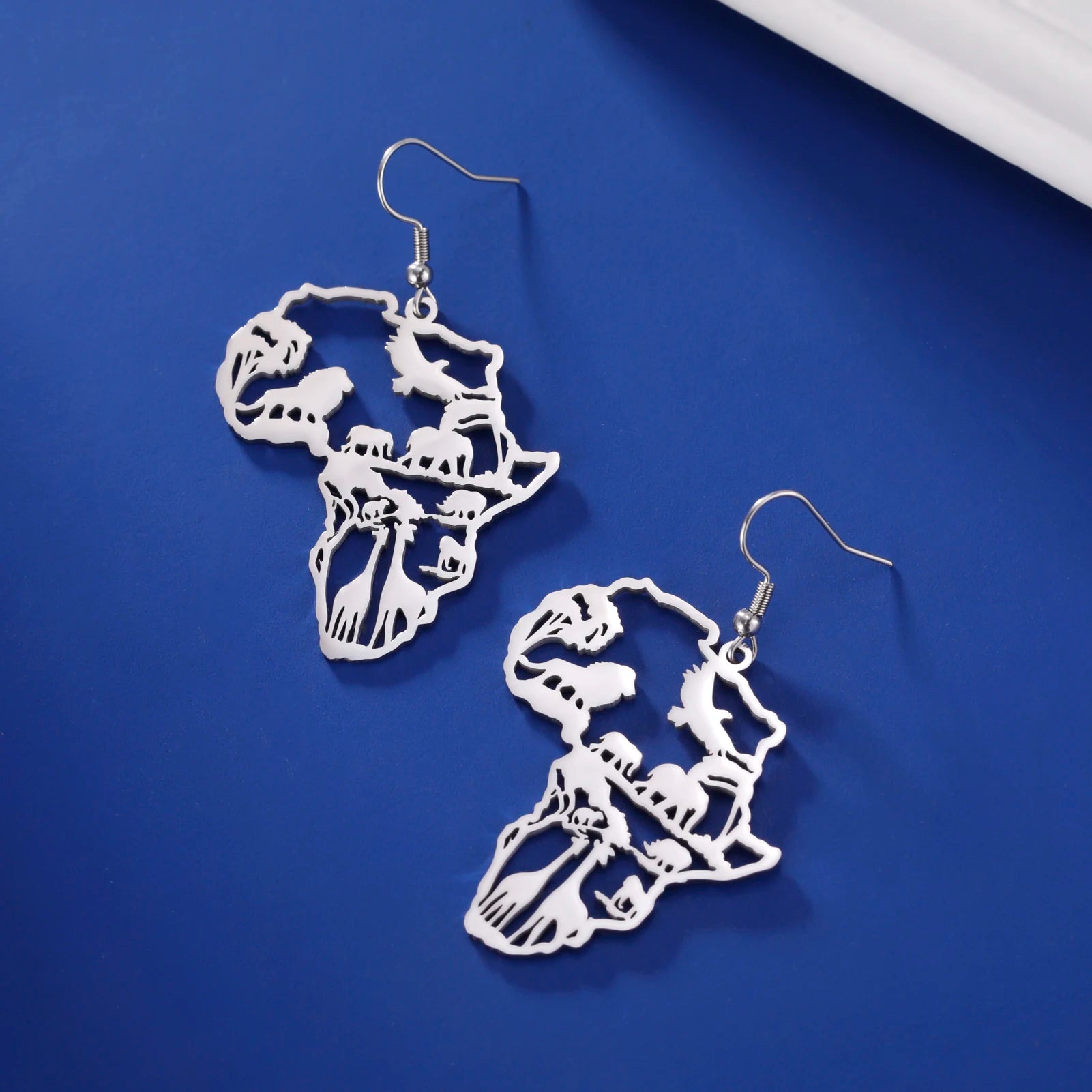Giraffe Elephant Map Earrings Animal Africa Safari Stainless Steel Women Earrings Trendy Statement Jewelry Party Gift 2025
