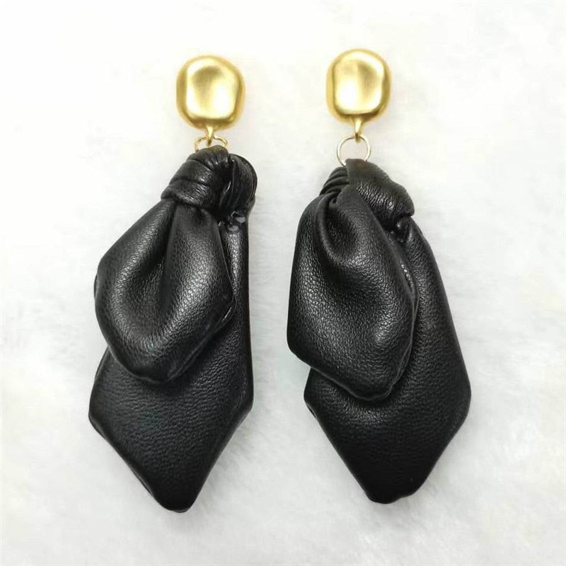 Leather Knotted Drop Earrings