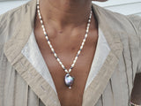 Fresh water pearl necklace with tourmaline stones - Vedazzling Accessories