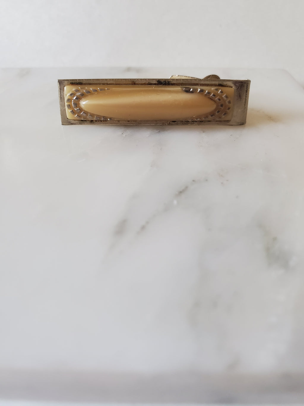 Cream Tie Clip Mens