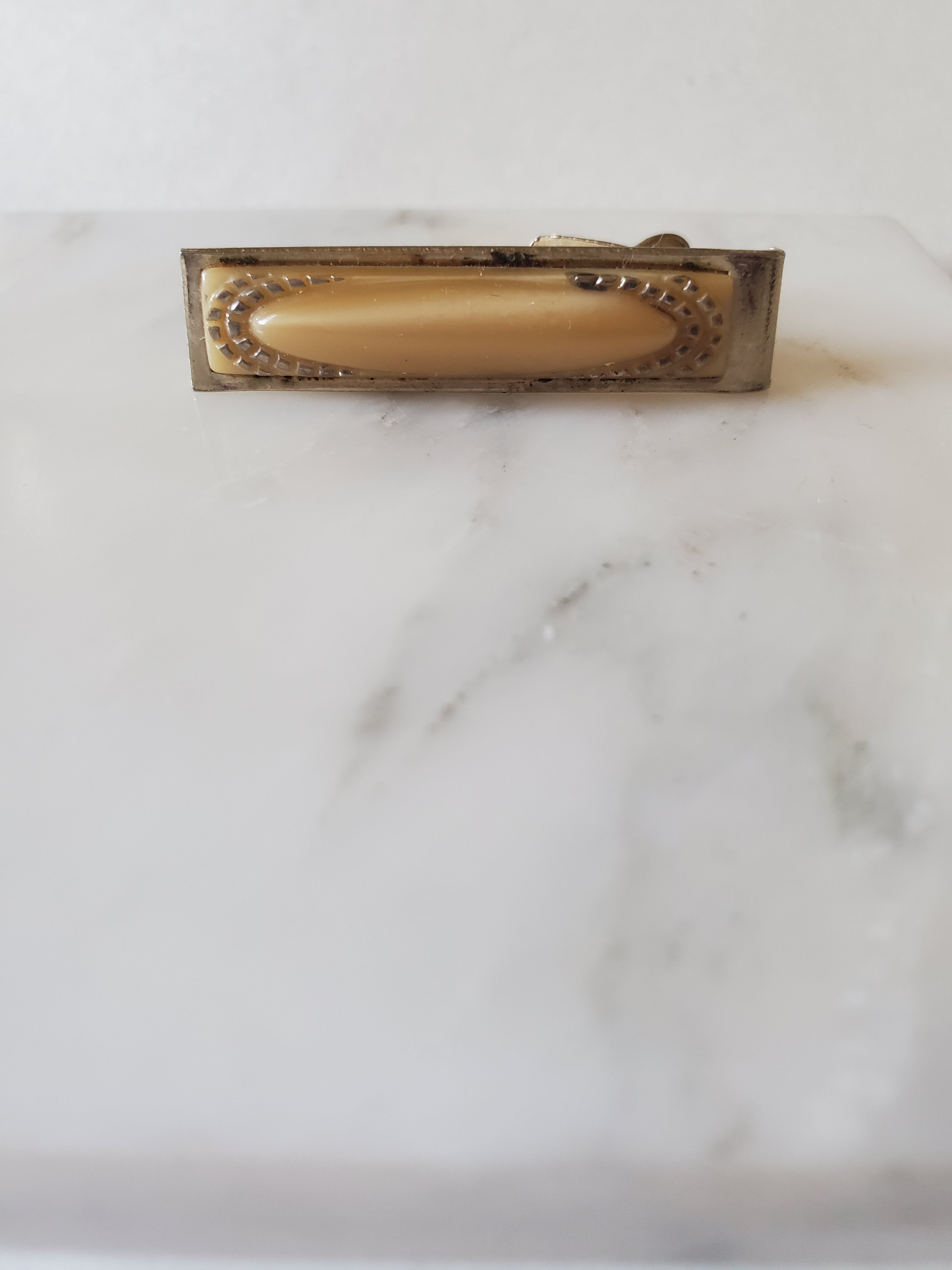 Cream Tie Clip Mens