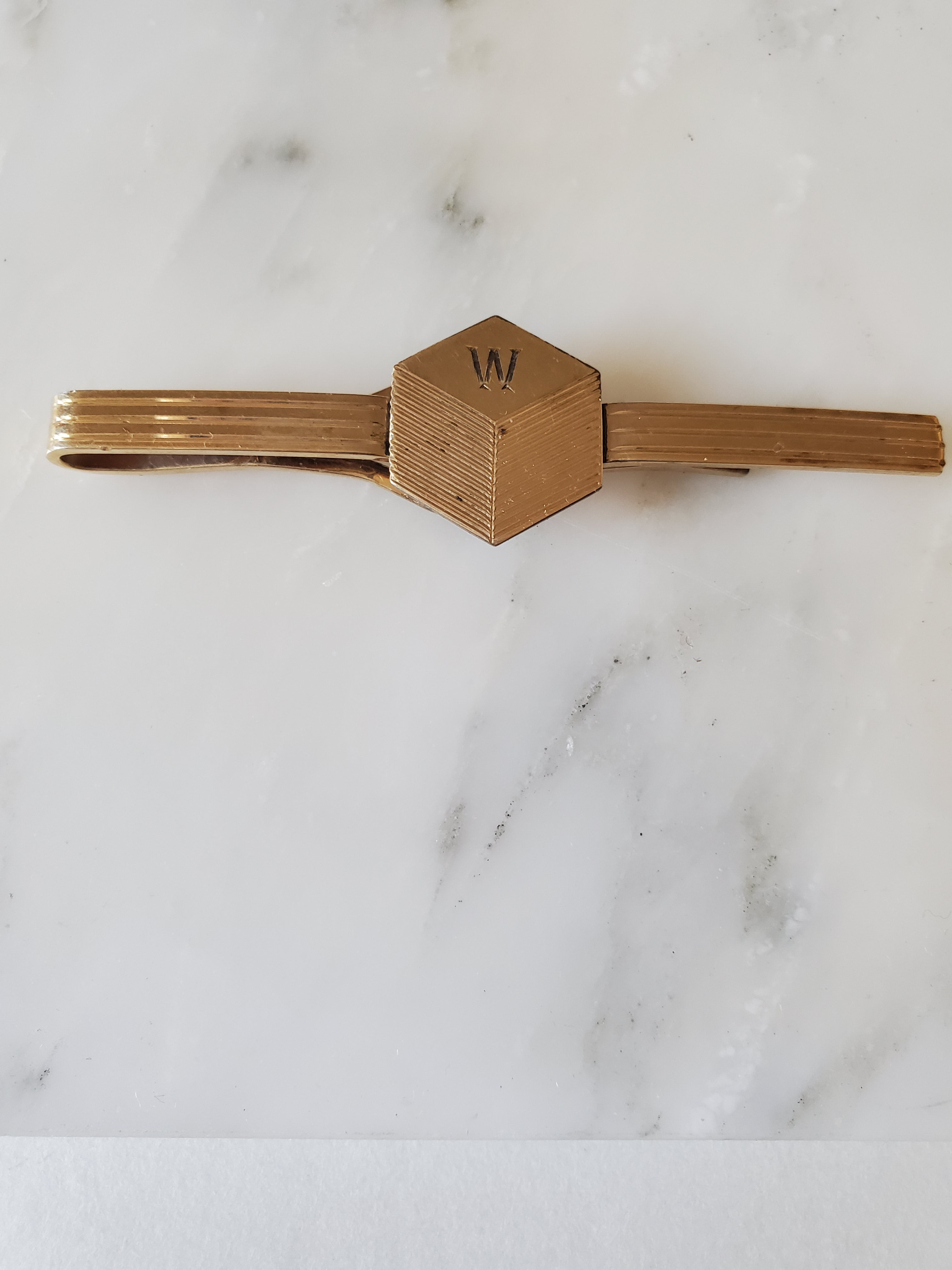 Vintage Mens W Gold Tie Clip