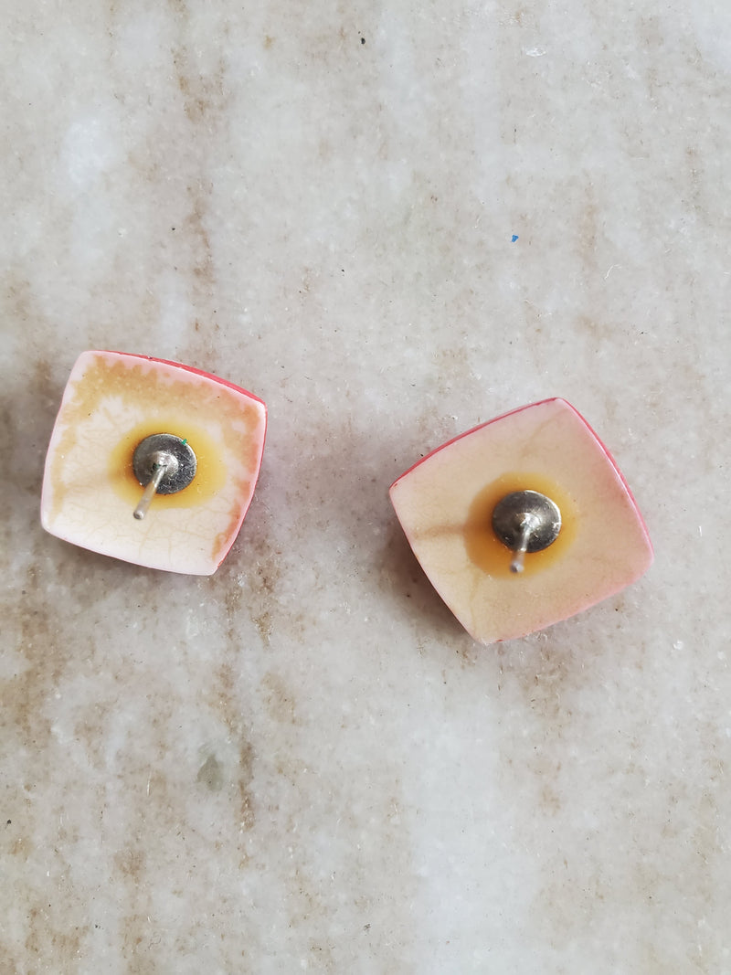 Vintage Square Earrings Red