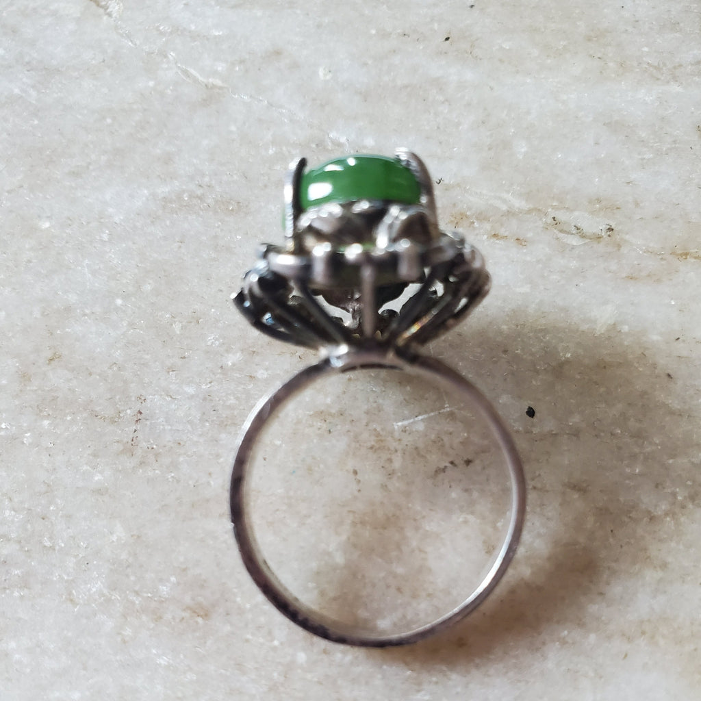 Vintage Sterling Silver Jade Ring- Vedazzling Accessories