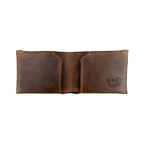 Hide & Drink, Leather Classic Wallet, Holds Up to 6 Cards Plus Flat Bills / Holder / Vintage / Travel / Pocket / Accessories, Handmade Includes 101 Year Warranty (Bourbon Brown)