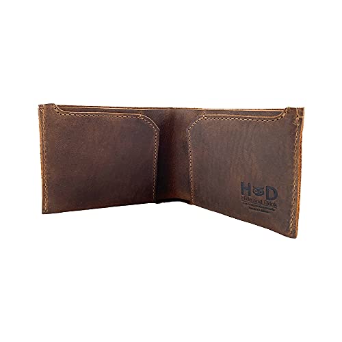 Hide & Drink, Leather Classic Wallet, Holds Up to 6 Cards Plus Flat Bills / Holder / Vintage / Travel / Pocket / Accessories, Handmade Includes 101 Year Warranty (Bourbon Brown)
