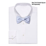 Men's Plain Color Pre-tied Bow Tie and Pocket Square Set | Glitter Sparkling for Formal Wedding Party Christmas | CK Bow (Silver)