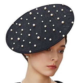 Coucoland Black Fascinator Hats for Women - Elegant Women's Fascinators Flat Tea Party Funeral Church Saucer Hat