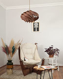 Scandinavian Pendant Lampshade, Wood Chandelier, 20'', Ceiling Light Fixture (Warm Chestnut)