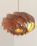 Scandinavian Pendant Lampshade, Wood Chandelier, 20'', Ceiling Light Fixture (Warm Chestnut)