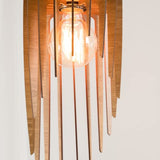 DEZAART Scandinavian Wood Pendant Light (8” Ø) – Oak COLORED MDF Light Shade / 1 Meter Cord Length / E27 Bulb – Modern Wood Chandelier – Statement Lighting for Home & Office