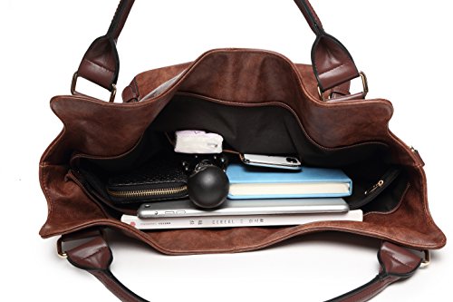 Women Tote Bag Handbags PU Leather Fashion Hobo Shoulder Bags with Adjustable Shoulder Strap, M, Brown