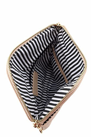 FashionPuzzle Multi Zipper Pocket Small Wristlet Crossbody Bag (Black):  Handbags