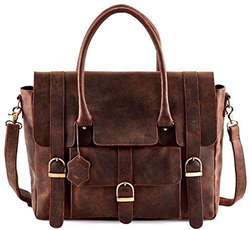 Leather Briefcase for women laptop bag leather tote bag for women with zipper computer work bag messenger bag women