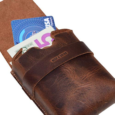 Hide & Drink, Rustic Leather Tampon Case/Condom Holder Pouch, Secret Stash Handmade Includes 101 Year Warranty :: Bourbon Brown