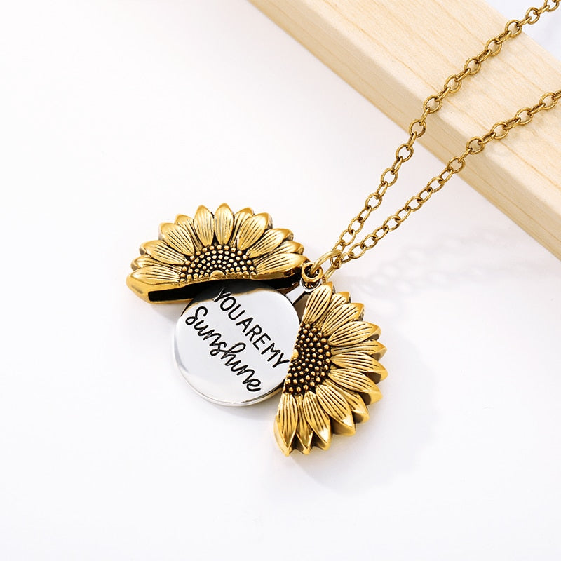 You Are My Sunshine Necklaces Gold Silver Color Sunflower Necklace Pendant Jewelry Birthday Gift For Girlfriend Mom