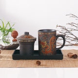 Traditional Chinese Dragon Purple Clay Handmade Tea Mug with Lid Strainer