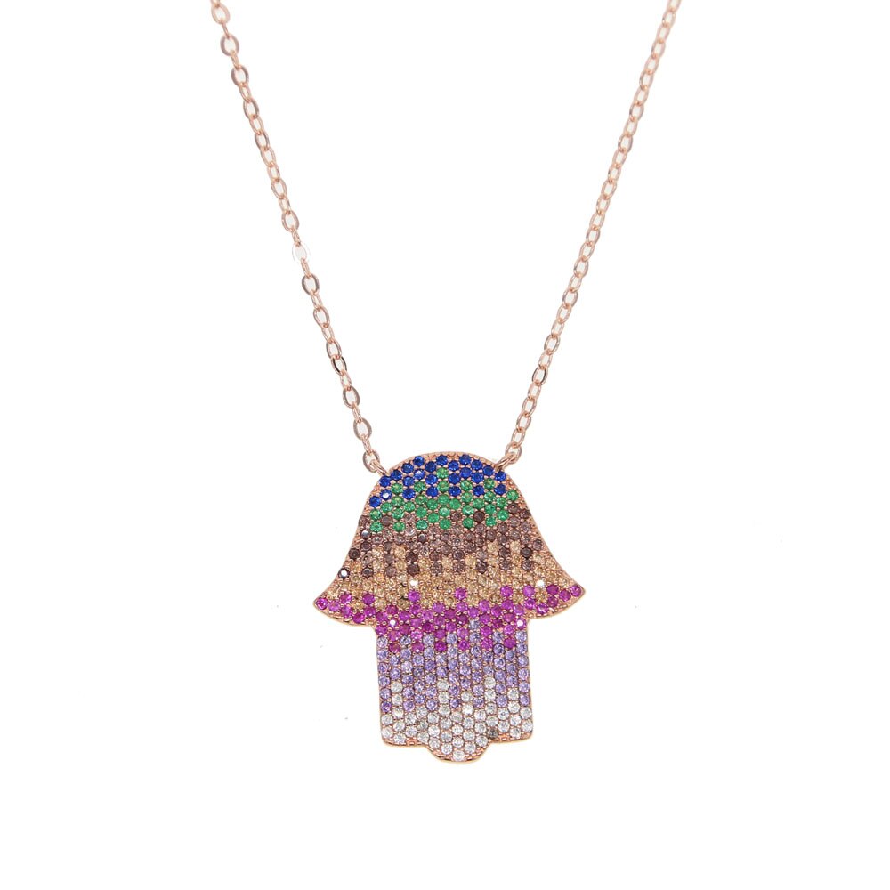 Bohemia cz paved hamsa necklace