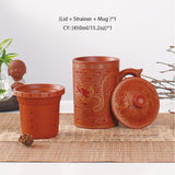 Traditional Chinese Dragon Purple Clay Handmade Tea Mug with Lid Strainer