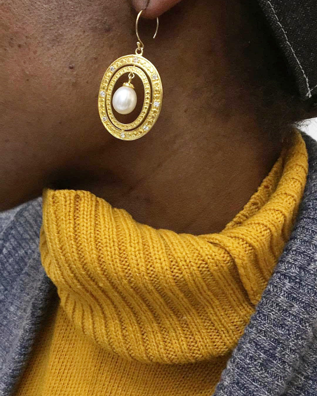 Gold Drop Oval Earrings - Vedazzling Accessories