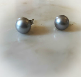 Grey Freshwater Pearl Studs - Vedazzling Accessories