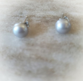 Silver Freshwater Pearl Earrings Studs - Vedazzling Accessories